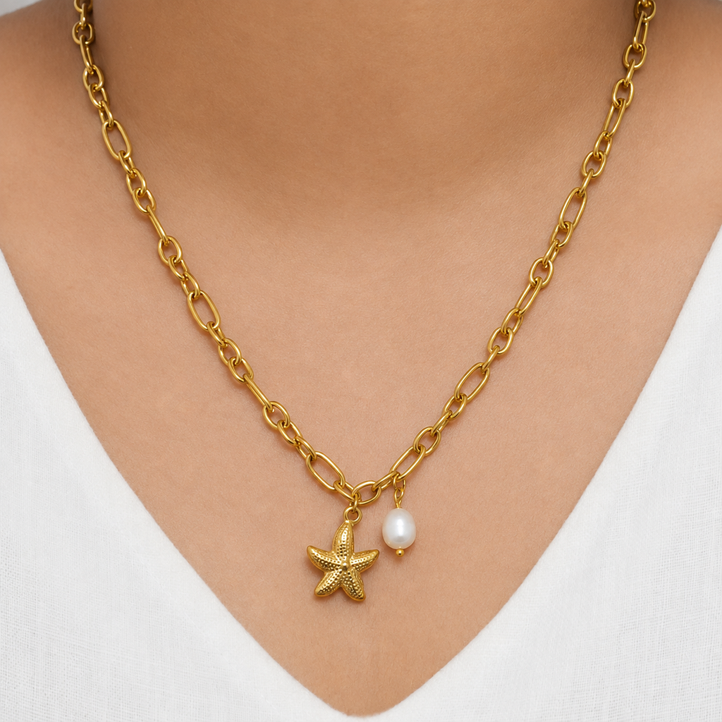 The Maris Starfish & Pearl Necklace