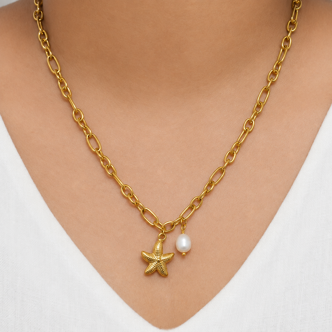 The Maris Starfish & Pearl Necklace