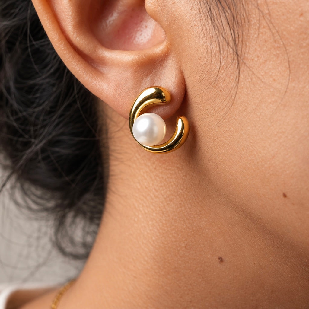 The Luna Pearl Swirl Studs