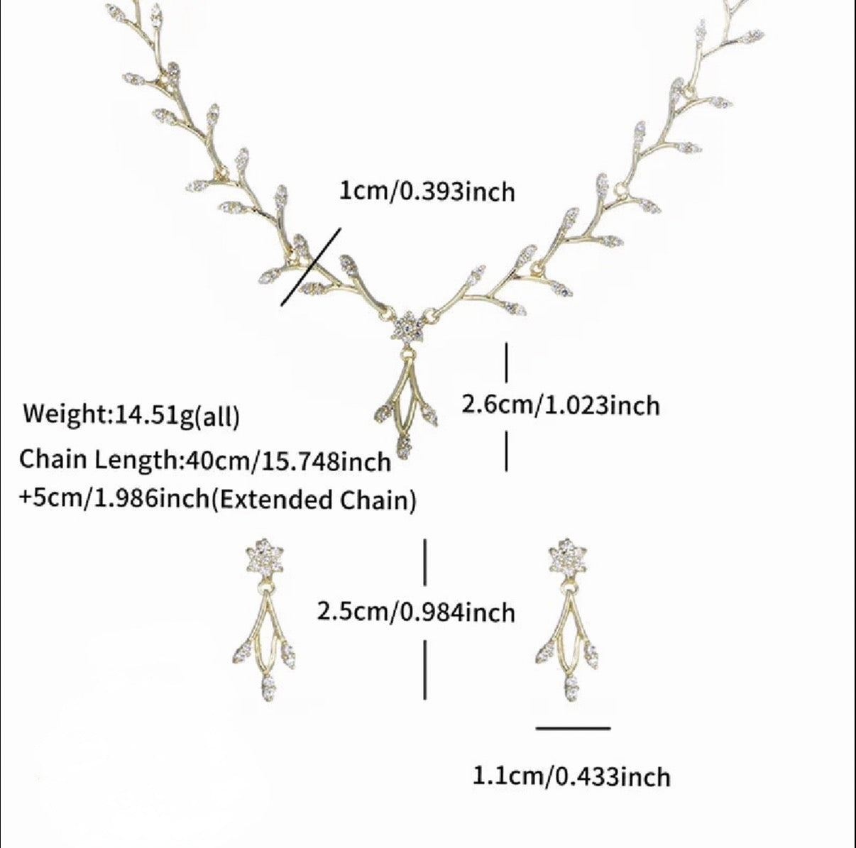 The Elara Crystal Vine Jewellery Set