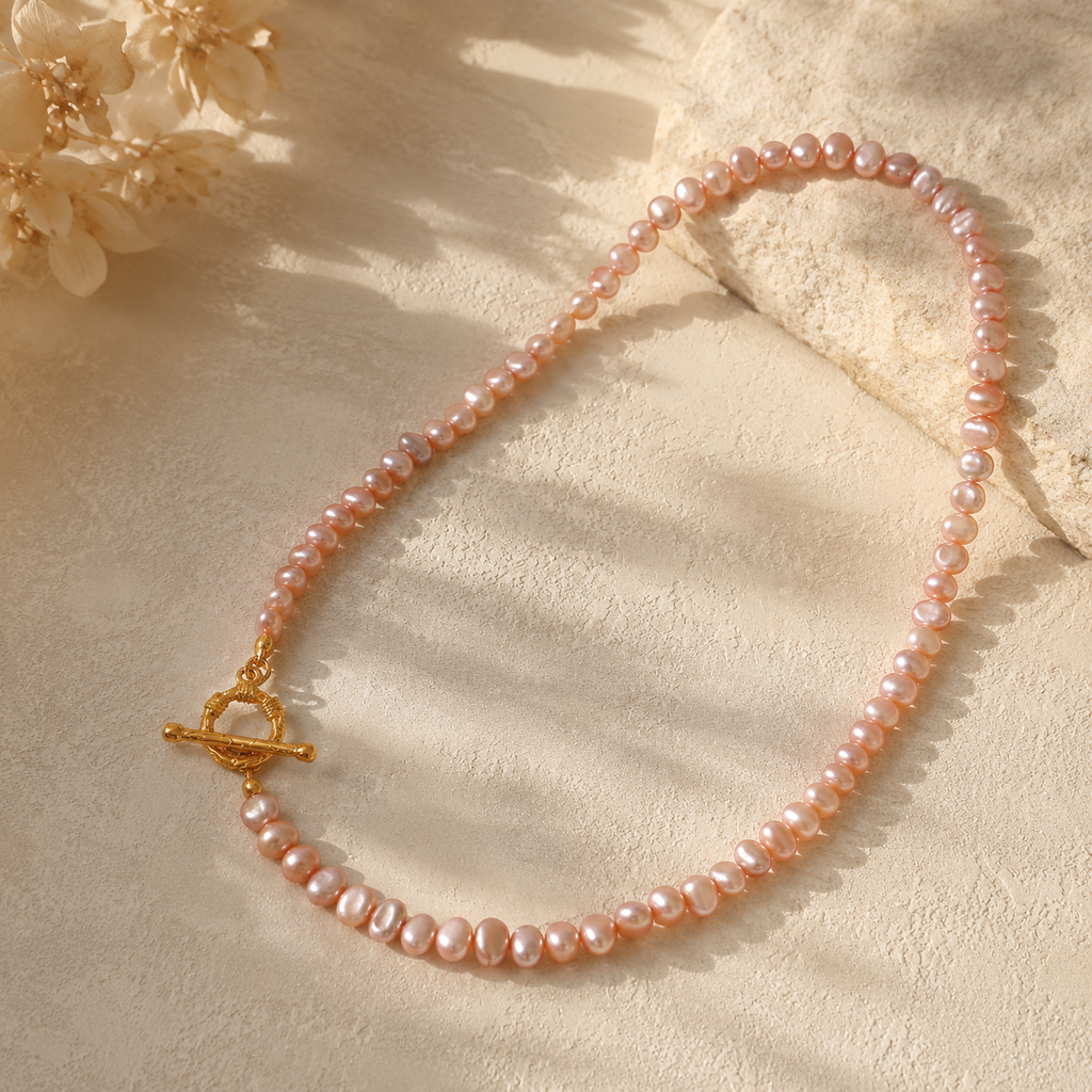 The Lustrous Rose Pearl Necklace