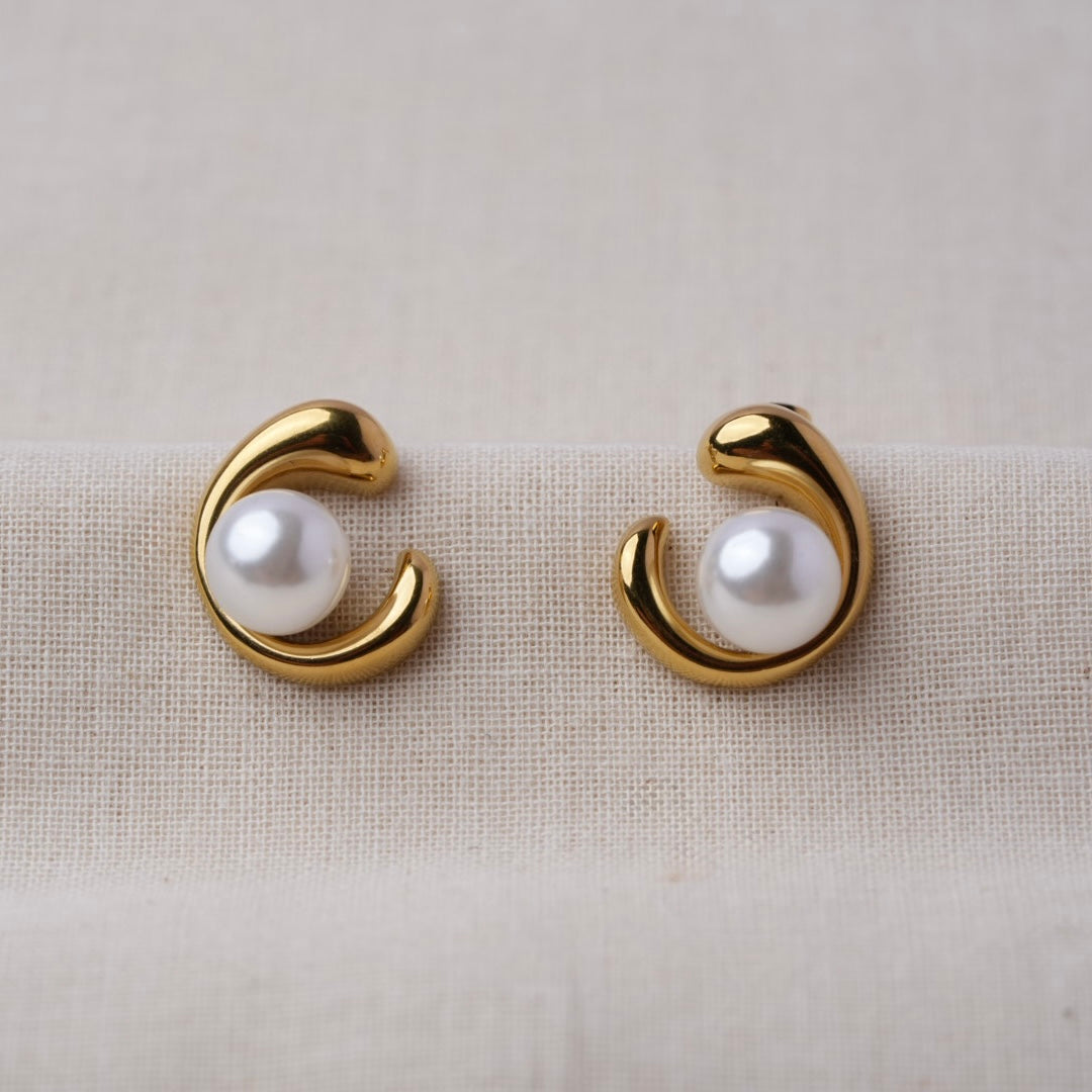 The Luna Pearl Swirl Studs