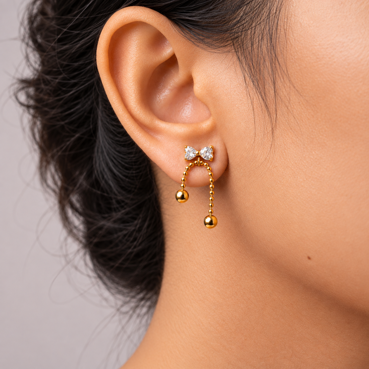 The Celeste Bow & Pearl Drop Studs