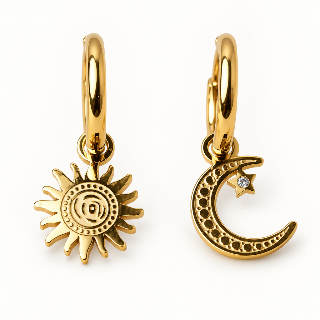 The Sol & Luna Charm Hoops
